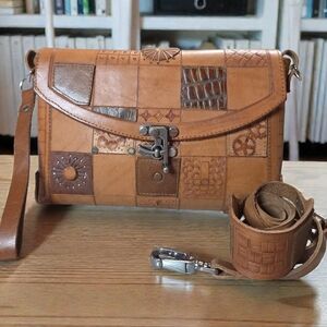 Handmade Patchwork Leather 2 Way Shoulder Bag